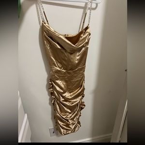 Oh polly gold dress diamond strap corset dress